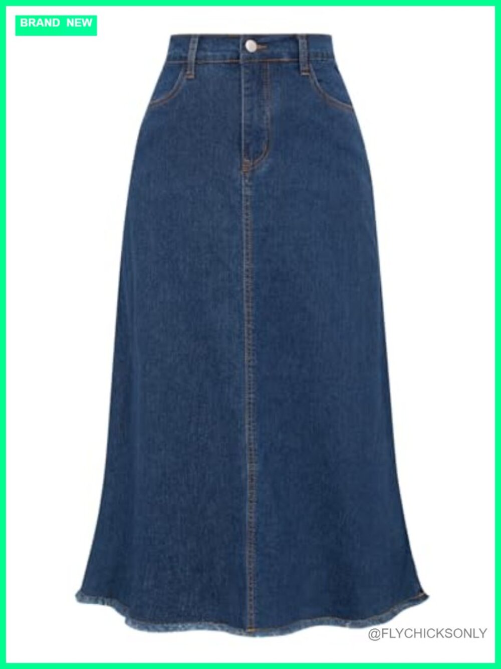 Belle Poque Women's Long Denim Maxi Skirt High Waist Frayed A-Line